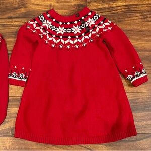 Hanna Andersson red fair isle sweater dress cotton size 2T 85 cm